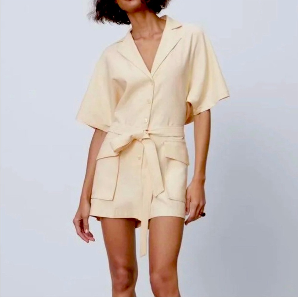 Zara open-back linen romper (s)